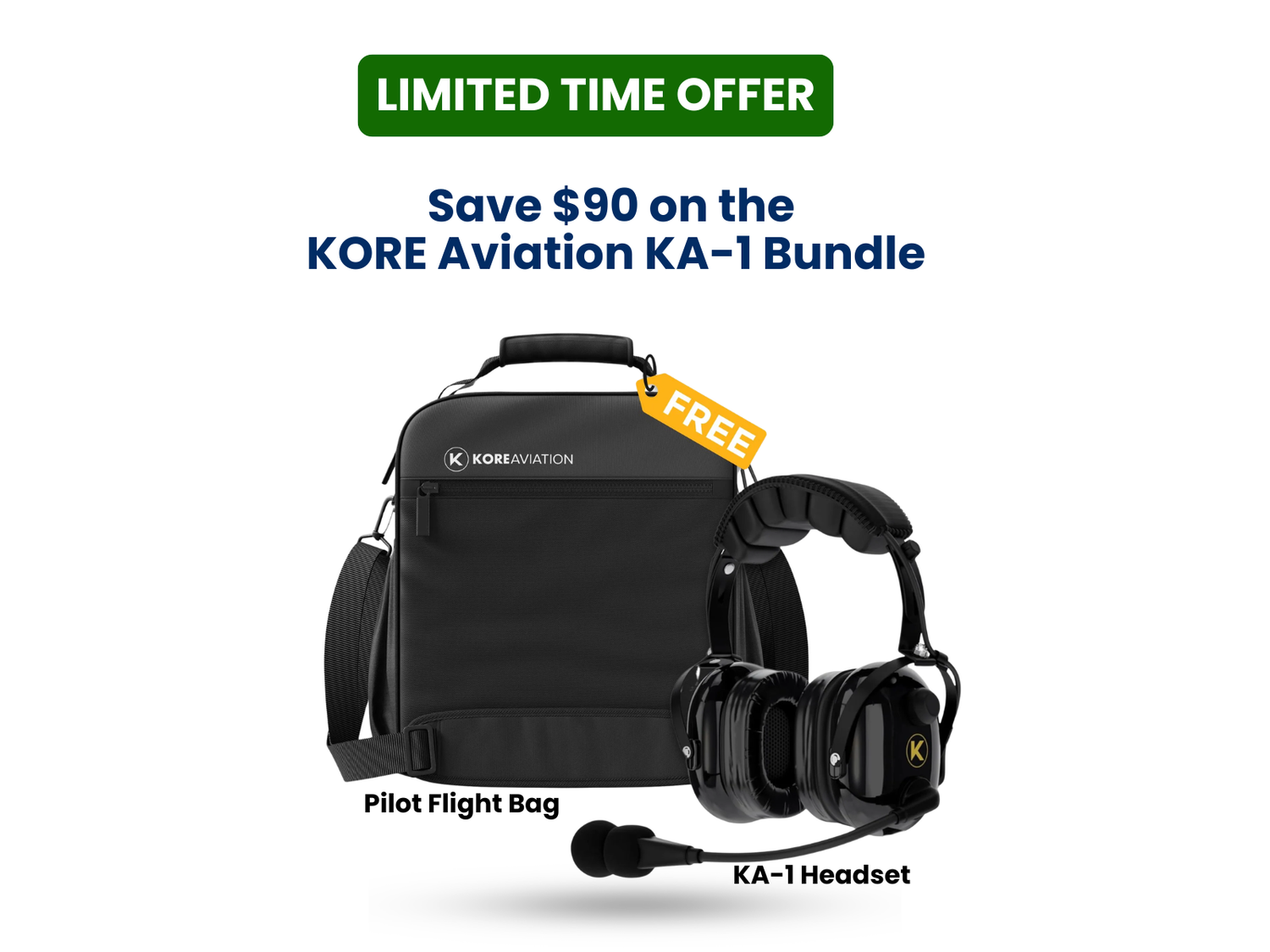 Limited Sale: Get a $90 Free Pilot Flight Bag with Kore Aviation KA-1 Headset Purchase