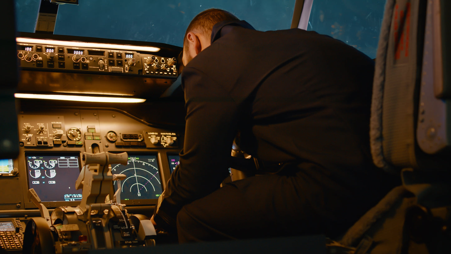 Pilot sleeping in cockpit