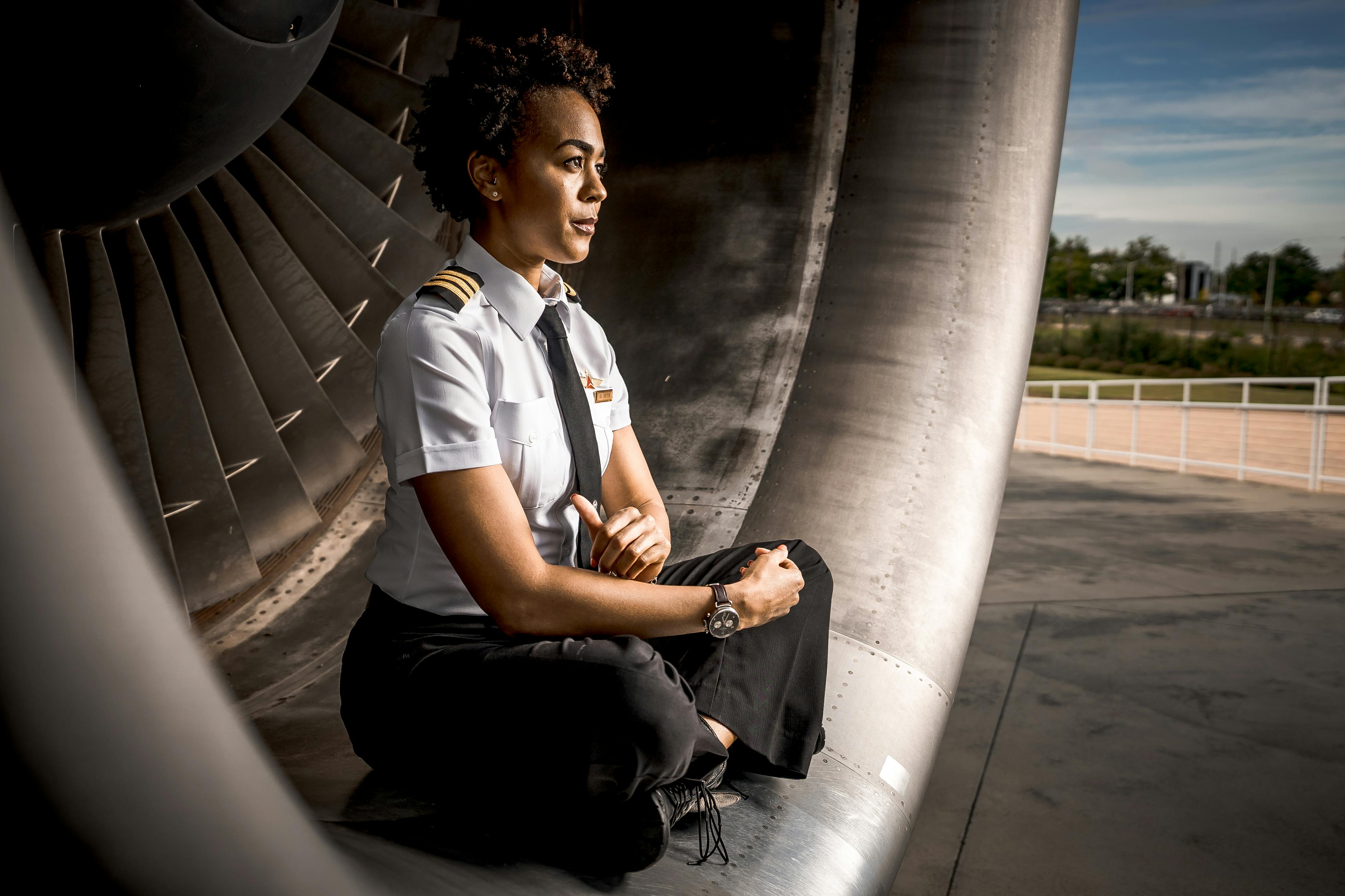 Female pilot as captain and first officer aviation career dream