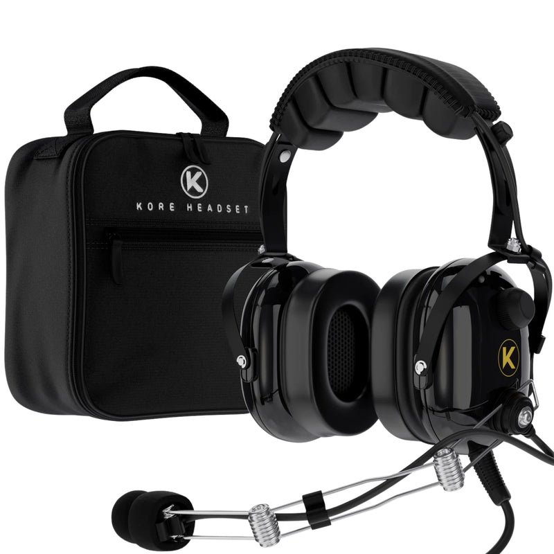 Kore Aviation P1 General Aviation Headset (Mono) with Headset Bag - Dual GA Plugs - KORE HEADSET LLC
