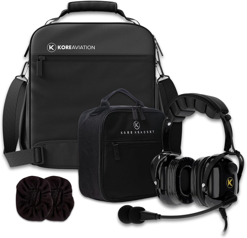 Bundle: KORE KA-1 Headset + Pilot Flight Bag with FREE Cloth Ear Cover (1 Pair)