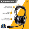 KORE KA-1 General Aviation Headset (Mono and Stereo) with Headset Bag, Dual GA Plugs