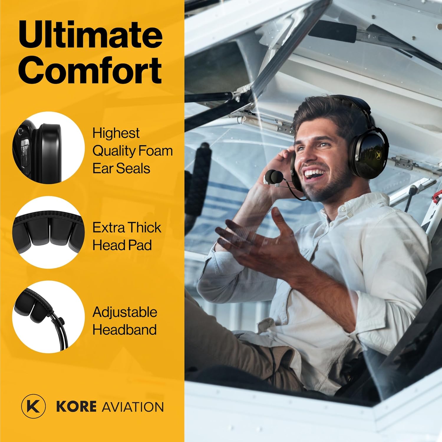 KORE P1 General Aviation Headset (Mono) - Dual GA Plugs