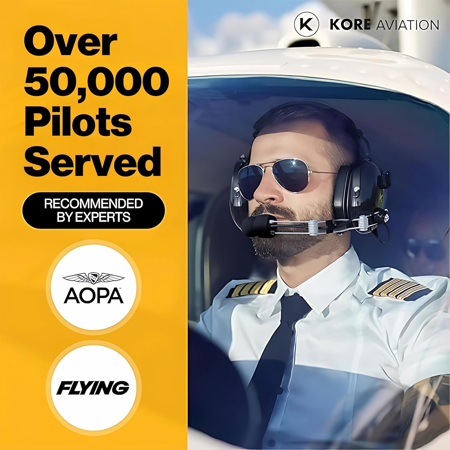 KORE P1 General Aviation Headset (Mono) - Dual GA Plugs