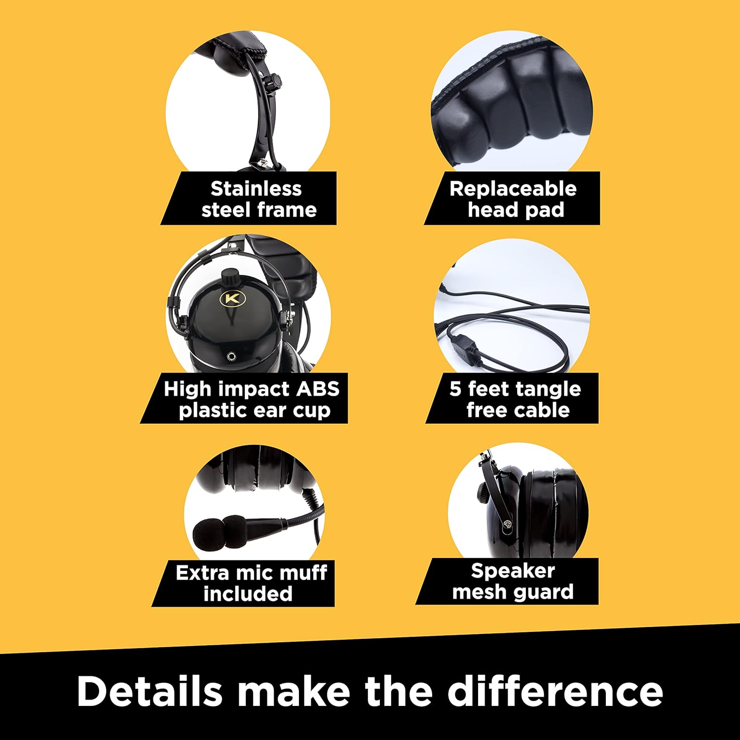 KORE KA-1 General Aviation Headset (Mono & Stereo) with Headset Bag - Dual GA Plugs