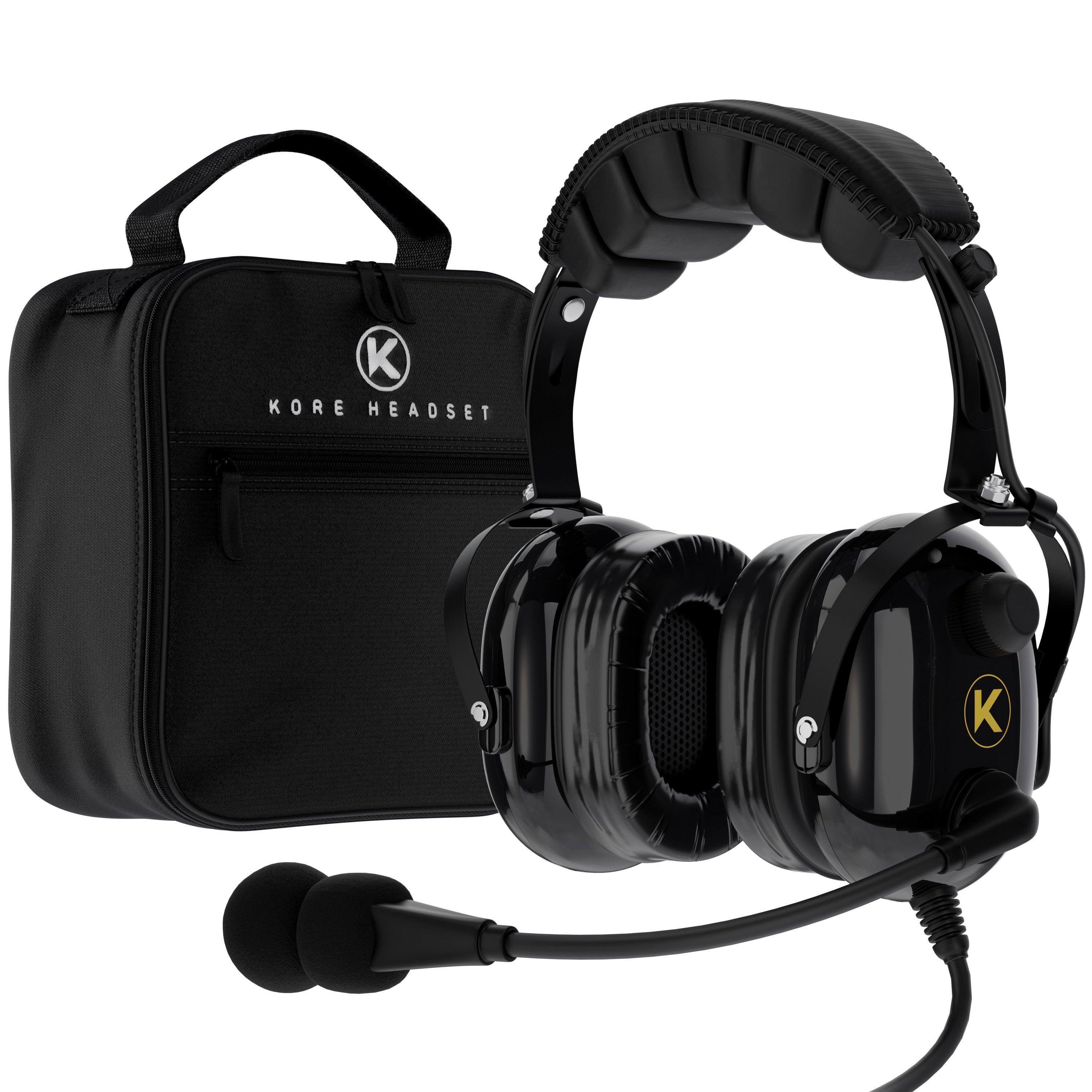 KORE AVIATION KA-1 General Aviation Headset for Pilots | Mono and Stereo Compatibility, Passive Noise Reduction, Noise Canceling Microphone, Gel Ear Seals, Adjustable Headband, Headset Bag