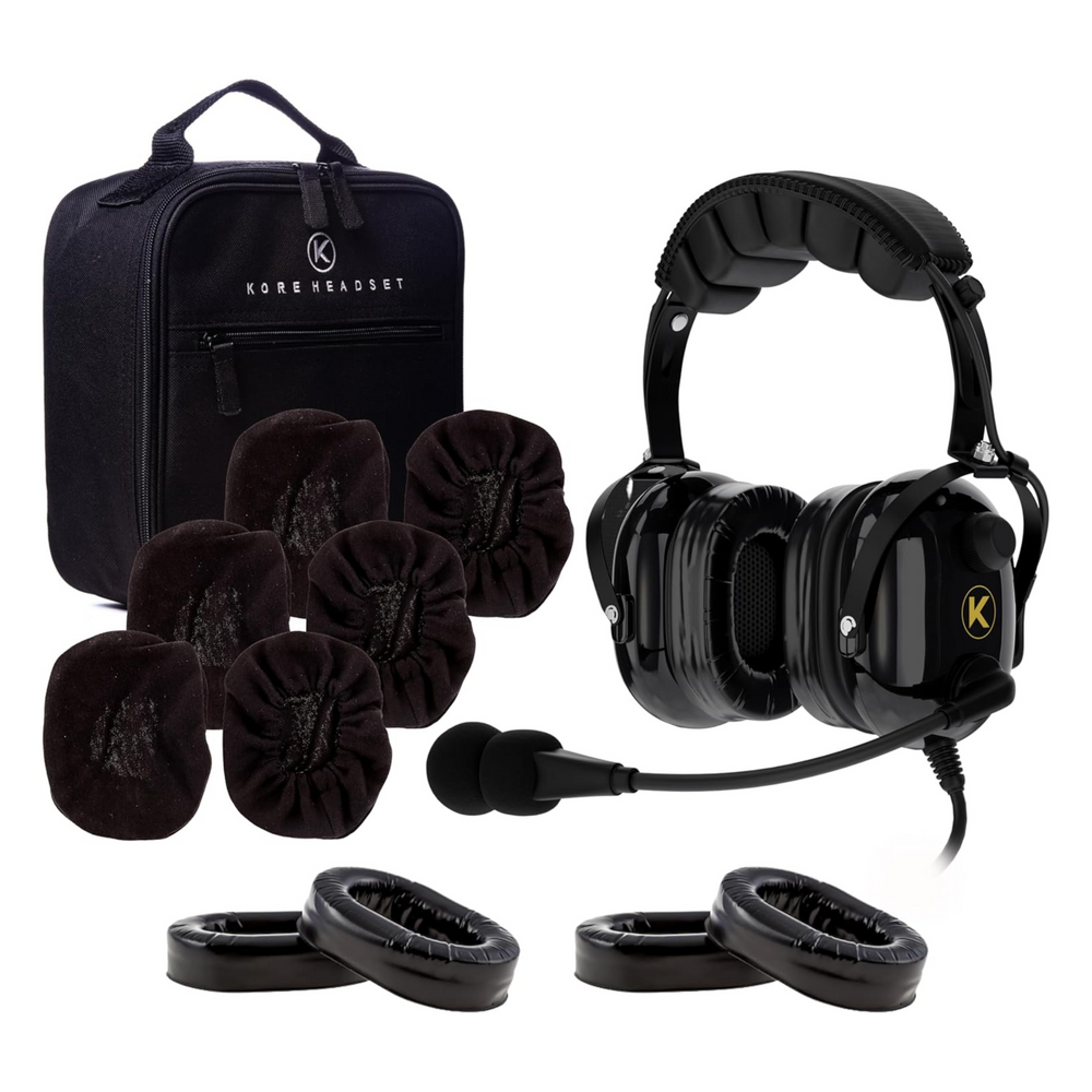 Bundle: Kore Aviation KA-1 with Cloth Ear Covers (3 Pairs) & Gel Ear Seals (2 Pairs)