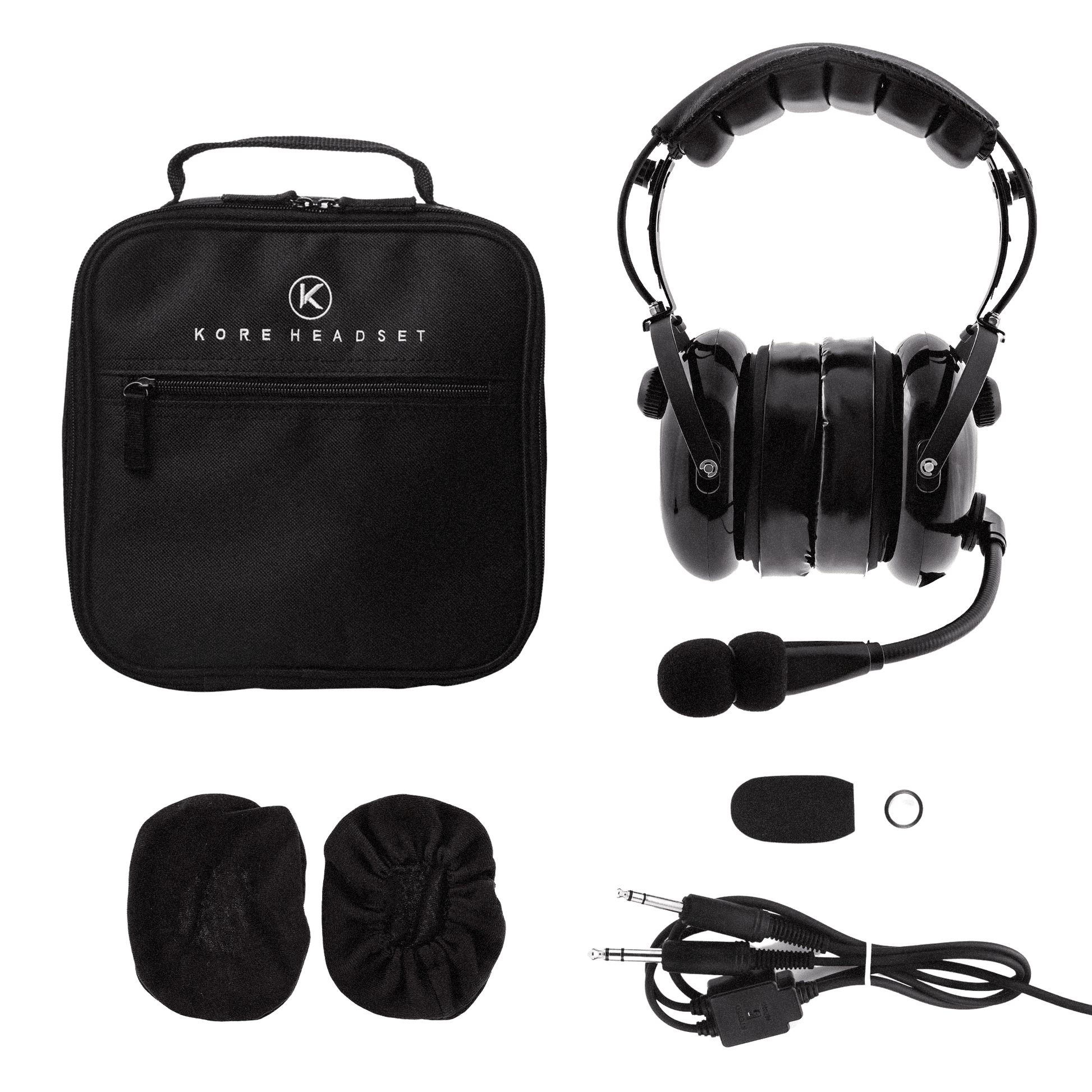 Bundle: Kore Aviation KA - 1 with and Cloth Ear Covers - KORE HEADSET LLC