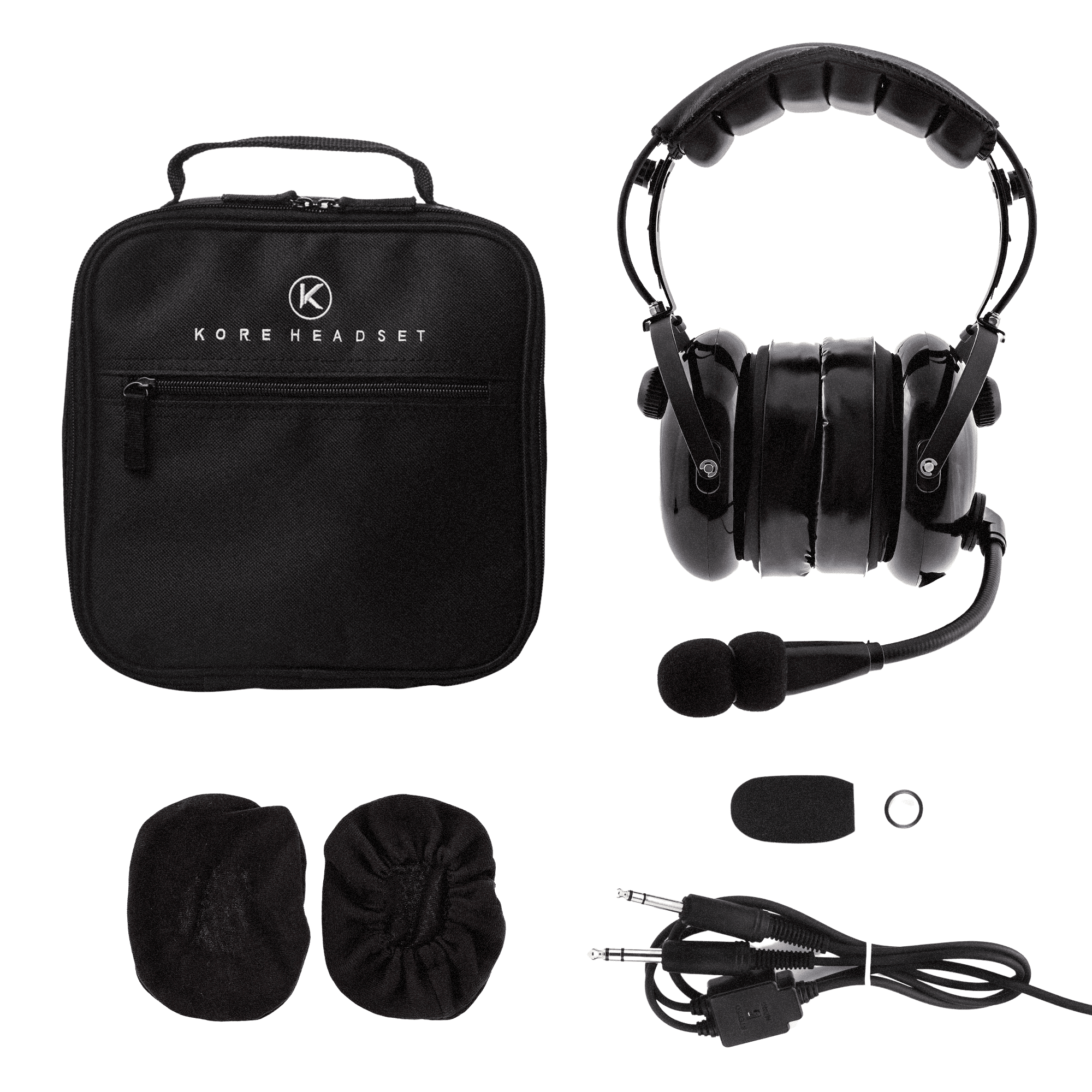 Bundle: Kore Aviation KA - 1 with and Cloth Ear Covers - KORE HEADSET LLC
