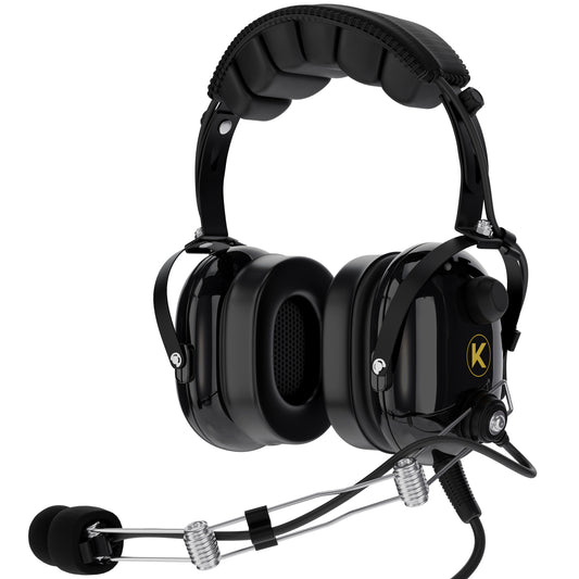 KORE AVIATION P1 General Aviation Headset for Pilots | Mono, 24 db Passive Noise Reduction Rating, Noise Canceling Microphone, Acoustic Foam Ear Cups, AUX Port for MP3 Music Input with GA Dual Plugs