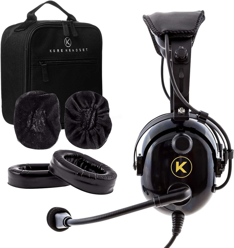 Bundle: Kore Aviation KA - 1 with Cloth Ear Covers & Gel Ear Seals - KORE HEADSET LLC